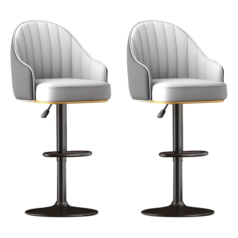 Adjustable Height Counter & Bar Stool Indoor Leather Bucket Footrest Stool Dark Gray Set of 2 Clearhalo 'Bar Furniture' 'Bar Stools' 'bar_stools' 'furniture_bar_stools' 'Kitchen & Dining Furniture' 'kitchen&dining_furn' 'kitchen' 'kitchen_furn' Furniture' 4183550