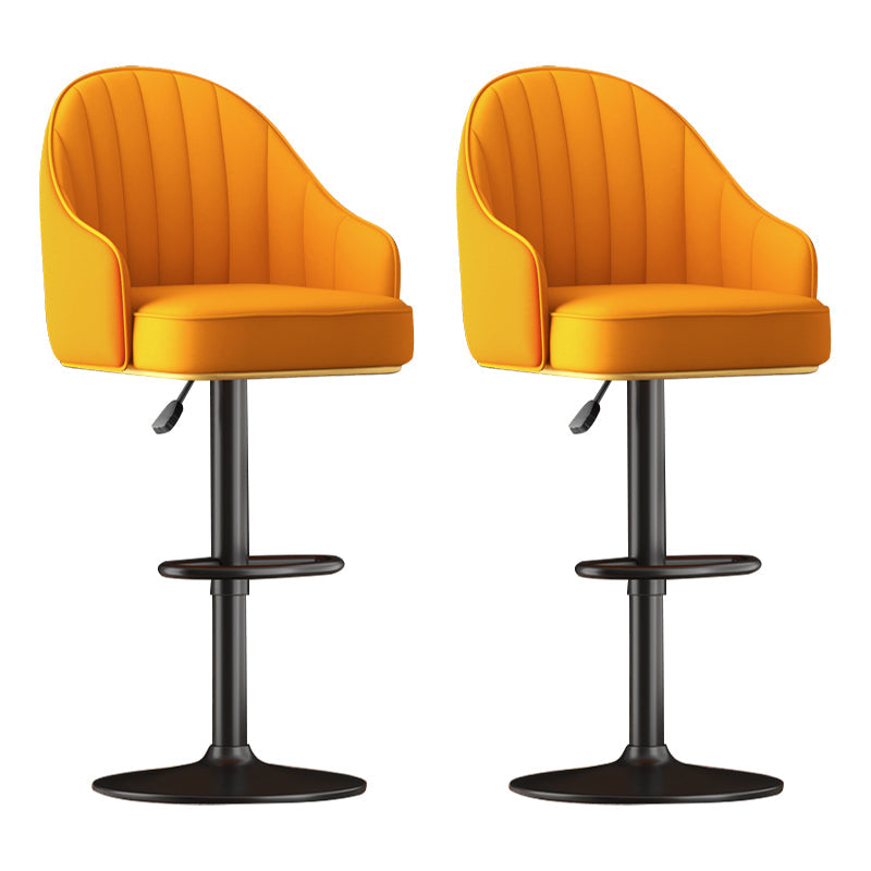 Adjustable Height Counter & Bar Stool Indoor Leather Bucket Footrest Stool Orange Set of 2 Clearhalo 'Bar Furniture' 'Bar Stools' 'bar_stools' 'furniture_bar_stools' 'Kitchen & Dining Furniture' 'kitchen&dining_furn' 'kitchen' 'kitchen_furn' Furniture' 4183555