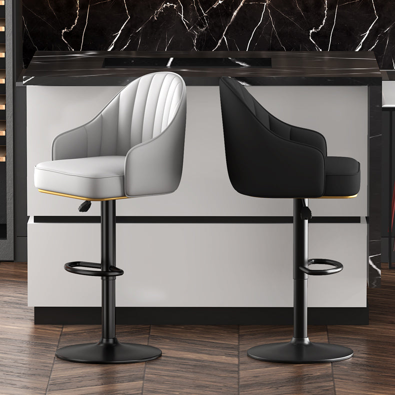 Adjustable Height Counter & Bar Stool Indoor Leather Bucket Footrest Stool Clearhalo 'Bar Furniture' 'Bar Stools' 'bar_stools' 'furniture_bar_stools' 'Kitchen & Dining Furniture' 'kitchen&dining_furn' 'kitchen' 'kitchen_furn' Furniture' 4183558