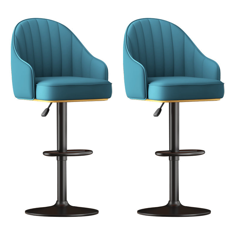 Adjustable Height Counter & Bar Stool Indoor Leather Bucket Footrest Stool Blue Set of 2 Clearhalo 'Bar Furniture' 'Bar Stools' 'bar_stools' 'furniture_bar_stools' 'Kitchen & Dining Furniture' 'kitchen&dining_furn' 'kitchen' 'kitchen_furn' Furniture' 4183559