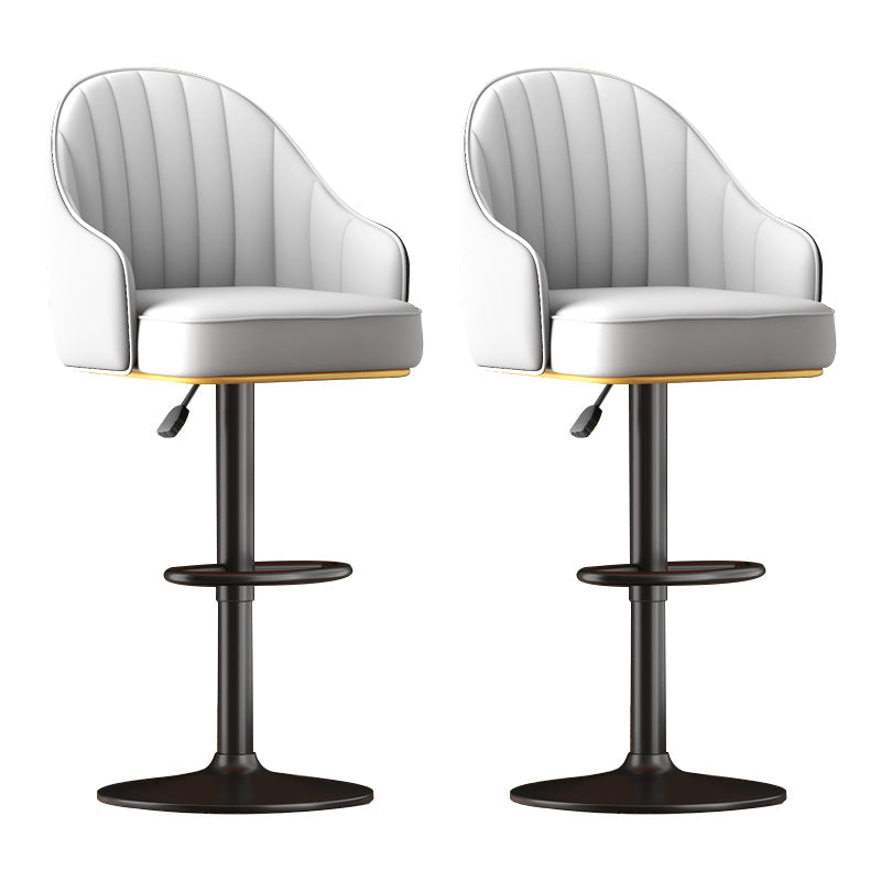 Adjustable Height Counter & Bar Stool Indoor Leather Bucket Footrest Stool Light Gray Set of 2 Clearhalo 'Bar Furniture' 'Bar Stools' 'bar_stools' 'furniture_bar_stools' 'Kitchen & Dining Furniture' 'kitchen&dining_furn' 'kitchen' 'kitchen_furn' Furniture' 4183562