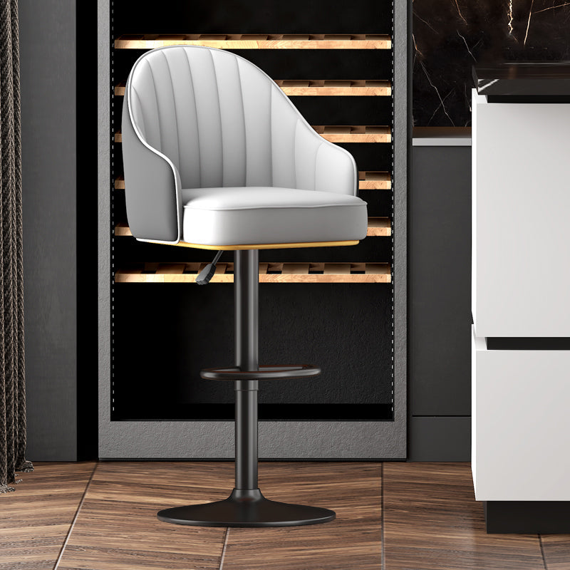 Adjustable Height Counter & Bar Stool Indoor Leather Bucket Footrest Stool Dark Gray 1 Piece Clearhalo 'Bar Furniture' 'Bar Stools' 'bar_stools' 'furniture_bar_stools' 'Kitchen & Dining Furniture' 'kitchen&dining_furn' 'kitchen' 'kitchen_furn' Furniture' 4183563