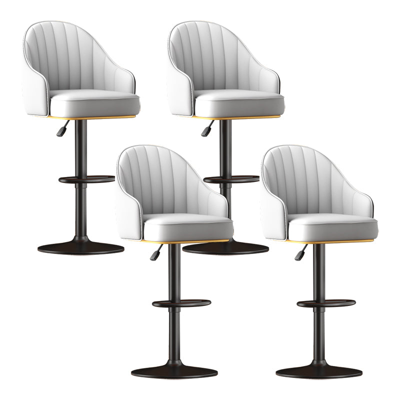 Adjustable Height Counter & Bar Stool Indoor Leather Bucket Footrest Stool Light Gray Set of 4 Clearhalo 'Bar Furniture' 'Bar Stools' 'bar_stools' 'furniture_bar_stools' 'Kitchen & Dining Furniture' 'kitchen&dining_furn' 'kitchen' 'kitchen_furn' Furniture' 4183564