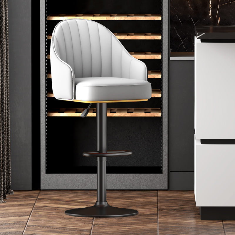 Adjustable Height Counter & Bar Stool Indoor Leather Bucket Footrest Stool Light Gray 1 Piece Clearhalo 'Bar Furniture' 'Bar Stools' 'bar_stools' 'furniture_bar_stools' 'Kitchen & Dining Furniture' 'kitchen&dining_furn' 'kitchen' 'kitchen_furn' Furniture' 4183566