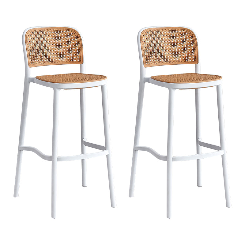 Square Plastic Modern Bar Stool Footrest Low Back Counter Stool for Coffee Shop White Set of 2 Clearhalo 'Bar Furniture' 'Bar Stools' 'bar_stools' 'furniture_bar_stools' 'Kitchen & Dining Furniture' 'kitchen&dining_furn' 'kitchen' 'kitchen_furn' Furniture' 4183574