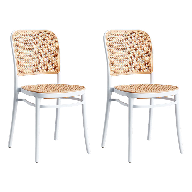 Square Plastic Modern Bar Stool Footrest Low Back Counter Stool for Coffee Shop White Set of 2 Short Stool(18"H) Clearhalo 'Bar Furniture' 'Bar Stools' 'bar_stools' 'furniture_bar_stools' 'Kitchen & Dining Furniture' 'kitchen&dining_furn' 'kitchen' 'kitchen_furn' Furniture' 4183577