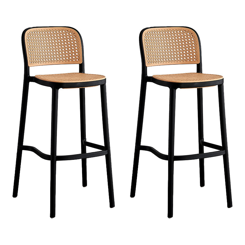 Square Plastic Modern Bar Stool Footrest Low Back Counter Stool for Coffee Shop Black Set of 2 Counter Stool(26"H) Clearhalo 'Bar Furniture' 'Bar Stools' 'bar_stools' 'furniture_bar_stools' 'Kitchen & Dining Furniture' 'kitchen&dining_furn' 'kitchen' 'kitchen_furn' Furniture' 4183581