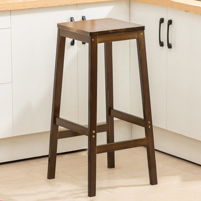 Modern Folding Armless Counter Stool Wood Living Room Bar Stool with Footrest Brown Bar Stool (28" H) Clearhalo 'Bar Furniture' 'Bar Stools' 'bar_stools' 'furniture_bar_stools' 'Kitchen & Dining Furniture' 'kitchen&dining_furn' 'kitchen' 'kitchen_furn' Furniture' 4183593