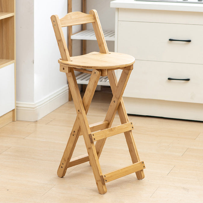 Modern Folding Armless Counter Stool Wood Living Room Bar Stool with Footrest Natural Counter Stool (24"H) Clearhalo 'Bar Furniture' 'Bar Stools' 'bar_stools' 'furniture_bar_stools' 'Kitchen & Dining Furniture' 'kitchen&dining_furn' 'kitchen' 'kitchen_furn' Furniture' 4183595