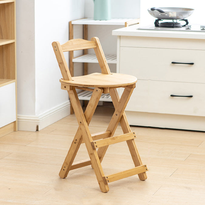 Modern Folding Armless Counter Stool Wood Living Room Bar Stool with Footrest Natural Short Stool(18"H) Clearhalo 'Bar Furniture' 'Bar Stools' 'bar_stools' 'furniture_bar_stools' 'Kitchen & Dining Furniture' 'kitchen&dining_furn' 'kitchen' 'kitchen_furn' Furniture' 4183602
