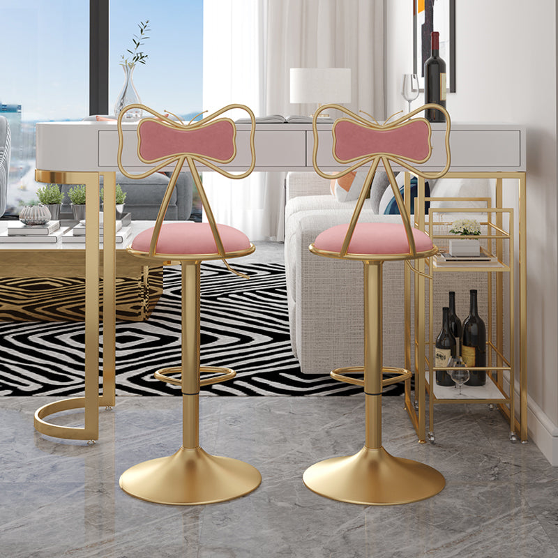 Adjustable Glam Bar Stool Footrest Low Back Upholstered Indoor Counter Stool Clearhalo 'Bar Furniture' 'Bar Stools' 'bar_stools' 'furniture_bar_stools' 'Kitchen & Dining Furniture' 'kitchen&dining_furn' 'kitchen' 'kitchen_furn' Furniture' 4183618