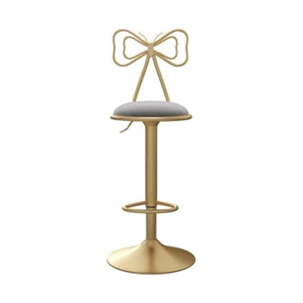 Adjustable Glam Bar Stool Footrest Low Back Upholstered Indoor Counter Stool Grey 1 Piece Non-Upholstered Clearhalo 'Bar Furniture' 'Bar Stools' 'bar_stools' 'furniture_bar_stools' 'Kitchen & Dining Furniture' 'kitchen&dining_furn' 'kitchen' 'kitchen_furn' Furniture' 4183619