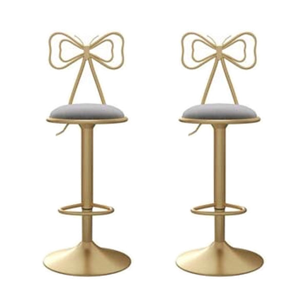 Adjustable Glam Bar Stool Footrest Low Back Upholstered Indoor Counter Stool Grey Set of 2 Non-Upholstered Clearhalo 'Bar Furniture' 'Bar Stools' 'bar_stools' 'furniture_bar_stools' 'Kitchen & Dining Furniture' 'kitchen&dining_furn' 'kitchen' 'kitchen_furn' Furniture' 4183621