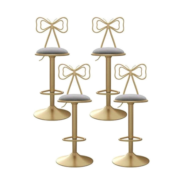 Adjustable Glam Bar Stool Footrest Low Back Upholstered Indoor Counter Stool Grey Set of 4 Non-Upholstered Clearhalo 'Bar Furniture' 'Bar Stools' 'bar_stools' 'furniture_bar_stools' 'Kitchen & Dining Furniture' 'kitchen&dining_furn' 'kitchen' 'kitchen_furn' Furniture' 4183622