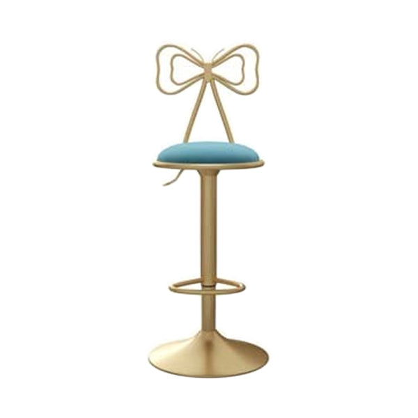 Adjustable Glam Bar Stool Footrest Low Back Upholstered Indoor Counter Stool Sky Blue 1 Piece Non-Upholstered Clearhalo 'Bar Furniture' 'Bar Stools' 'bar_stools' 'furniture_bar_stools' 'Kitchen & Dining Furniture' 'kitchen&dining_furn' 'kitchen' 'kitchen_furn' Furniture' 4183624