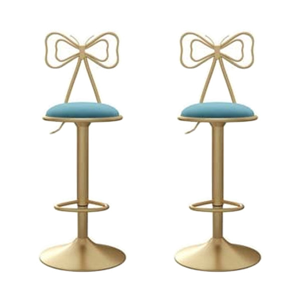 Adjustable Glam Bar Stool Footrest Low Back Upholstered Indoor Counter Stool Sky Blue Set of 2 Non-Upholstered Clearhalo 'Bar Furniture' 'Bar Stools' 'bar_stools' 'furniture_bar_stools' 'Kitchen & Dining Furniture' 'kitchen&dining_furn' 'kitchen' 'kitchen_furn' Furniture' 4183626