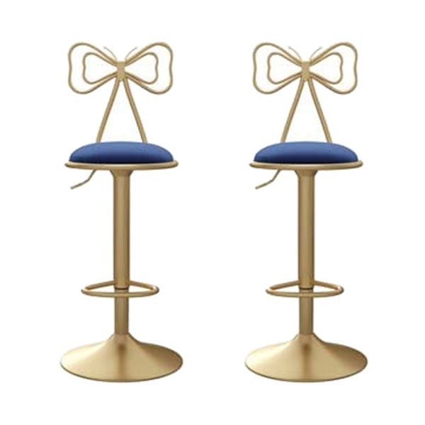 Adjustable Glam Bar Stool Footrest Low Back Upholstered Indoor Counter Stool Blue Set of 2 Non-Upholstered Clearhalo 'Bar Furniture' 'Bar Stools' 'bar_stools' 'furniture_bar_stools' 'Kitchen & Dining Furniture' 'kitchen&dining_furn' 'kitchen' 'kitchen_furn' Furniture' 4183632