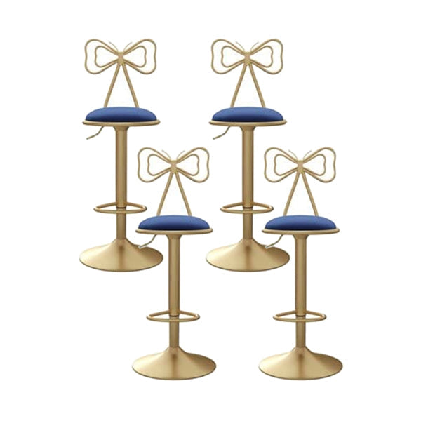Adjustable Glam Bar Stool Footrest Low Back Upholstered Indoor Counter Stool Blue Set of 4 Non-Upholstered Clearhalo 'Bar Furniture' 'Bar Stools' 'bar_stools' 'furniture_bar_stools' 'Kitchen & Dining Furniture' 'kitchen&dining_furn' 'kitchen' 'kitchen_furn' Furniture' 4183635