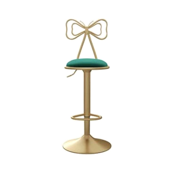 Adjustable Glam Bar Stool Footrest Low Back Upholstered Indoor Counter Stool Green 1 Piece Non-Upholstered Clearhalo 'Bar Furniture' 'Bar Stools' 'bar_stools' 'furniture_bar_stools' 'Kitchen & Dining Furniture' 'kitchen&dining_furn' 'kitchen' 'kitchen_furn' Furniture' 4183637