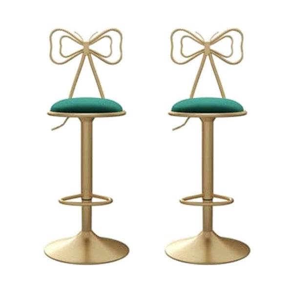 Adjustable Glam Bar Stool Footrest Low Back Upholstered Indoor Counter Stool Green Set of 2 Non-Upholstered Clearhalo 'Bar Furniture' 'Bar Stools' 'bar_stools' 'furniture_bar_stools' 'Kitchen & Dining Furniture' 'kitchen&dining_furn' 'kitchen' 'kitchen_furn' Furniture' 4183638