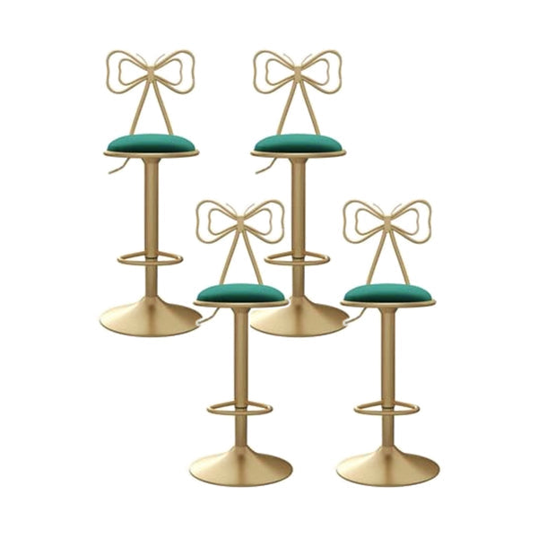 Adjustable Glam Bar Stool Footrest Low Back Upholstered Indoor Counter Stool Green Set of 4 Non-Upholstered Clearhalo 'Bar Furniture' 'Bar Stools' 'bar_stools' 'furniture_bar_stools' 'Kitchen & Dining Furniture' 'kitchen&dining_furn' 'kitchen' 'kitchen_furn' Furniture' 4183639
