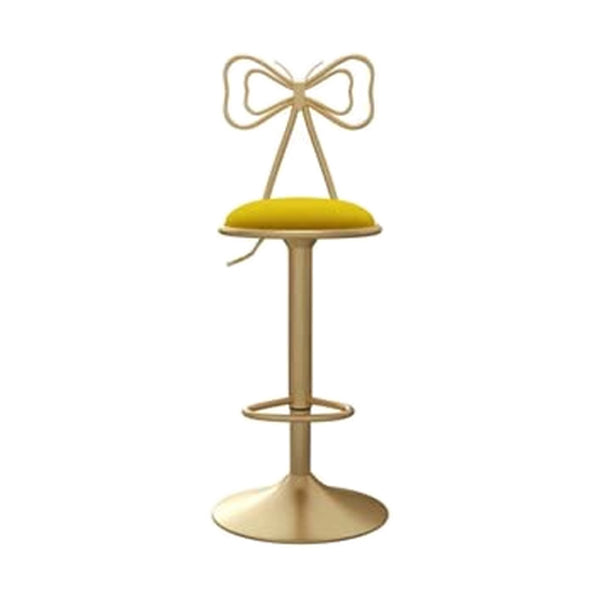 Adjustable Glam Bar Stool Footrest Low Back Upholstered Indoor Counter Stool Yellow 1 Piece Non-Upholstered Clearhalo 'Bar Furniture' 'Bar Stools' 'bar_stools' 'furniture_bar_stools' 'Kitchen & Dining Furniture' 'kitchen&dining_furn' 'kitchen' 'kitchen_furn' Furniture' 4183640