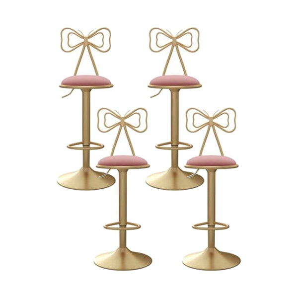 Adjustable Glam Bar Stool Footrest Low Back Upholstered Indoor Counter Stool Pink Set of 4 Non-Upholstered Clearhalo 'Bar Furniture' 'Bar Stools' 'bar_stools' 'furniture_bar_stools' 'Kitchen & Dining Furniture' 'kitchen&dining_furn' 'kitchen' 'kitchen_furn' Furniture' 4183645