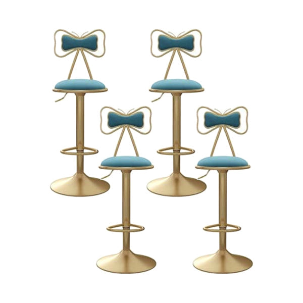 Adjustable Glam Bar Stool Footrest Low Back Upholstered Indoor Counter Stool Sky Blue Set of 4 Upholstered Clearhalo 'Bar Furniture' 'Bar Stools' 'bar_stools' 'furniture_bar_stools' 'Kitchen & Dining Furniture' 'kitchen&dining_furn' 'kitchen' 'kitchen_furn' Furniture' 4183651