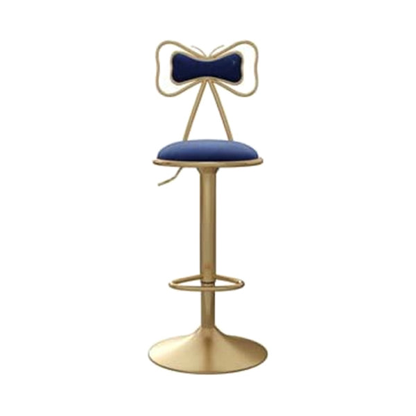 Adjustable Glam Bar Stool Footrest Low Back Upholstered Indoor Counter Stool Blue 1 Piece Upholstered Clearhalo 'Bar Furniture' 'Bar Stools' 'bar_stools' 'furniture_bar_stools' 'Kitchen & Dining Furniture' 'kitchen&dining_furn' 'kitchen' 'kitchen_furn' Furniture' 4183652
