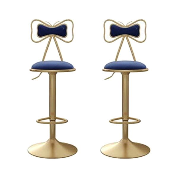 Adjustable Glam Bar Stool Footrest Low Back Upholstered Indoor Counter Stool Blue Set of 2 Upholstered Clearhalo 'Bar Furniture' 'Bar Stools' 'bar_stools' 'furniture_bar_stools' 'Kitchen & Dining Furniture' 'kitchen&dining_furn' 'kitchen' 'kitchen_furn' Furniture' 4183653