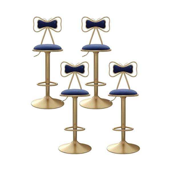 Adjustable Glam Bar Stool Footrest Low Back Upholstered Indoor Counter Stool Blue Set of 4 Upholstered Clearhalo 'Bar Furniture' 'Bar Stools' 'bar_stools' 'furniture_bar_stools' 'Kitchen & Dining Furniture' 'kitchen&dining_furn' 'kitchen' 'kitchen_furn' Furniture' 4183654