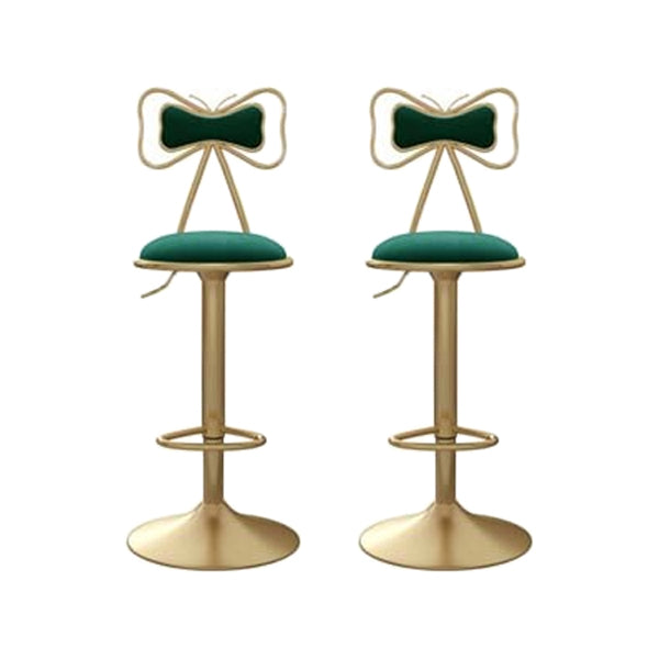 Adjustable Glam Bar Stool Footrest Low Back Upholstered Indoor Counter Stool Green Set of 2 Upholstered Clearhalo 'Bar Furniture' 'Bar Stools' 'bar_stools' 'furniture_bar_stools' 'Kitchen & Dining Furniture' 'kitchen&dining_furn' 'kitchen' 'kitchen_furn' Furniture' 4183656