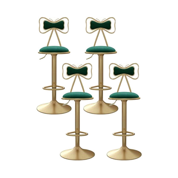 Adjustable Glam Bar Stool Footrest Low Back Upholstered Indoor Counter Stool Green Set of 4 Upholstered Clearhalo 'Bar Furniture' 'Bar Stools' 'bar_stools' 'furniture_bar_stools' 'Kitchen & Dining Furniture' 'kitchen&dining_furn' 'kitchen' 'kitchen_furn' Furniture' 4183657