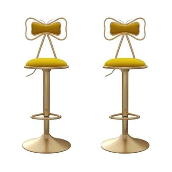 Adjustable Glam Bar Stool Footrest Low Back Upholstered Indoor Counter Stool Yellow Set of 2 Upholstered Clearhalo 'Bar Furniture' 'Bar Stools' 'bar_stools' 'furniture_bar_stools' 'Kitchen & Dining Furniture' 'kitchen&dining_furn' 'kitchen' 'kitchen_furn' Furniture' 4183659