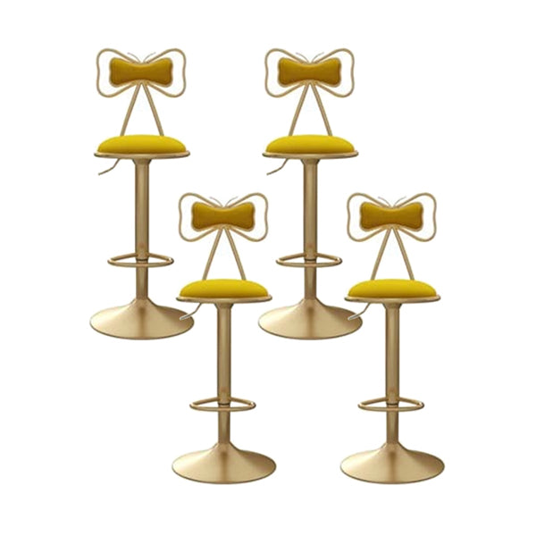 Adjustable Glam Bar Stool Footrest Low Back Upholstered Indoor Counter Stool Yellow Set of 4 Upholstered Clearhalo 'Bar Furniture' 'Bar Stools' 'bar_stools' 'furniture_bar_stools' 'Kitchen & Dining Furniture' 'kitchen&dining_furn' 'kitchen' 'kitchen_furn' Furniture' 4183660