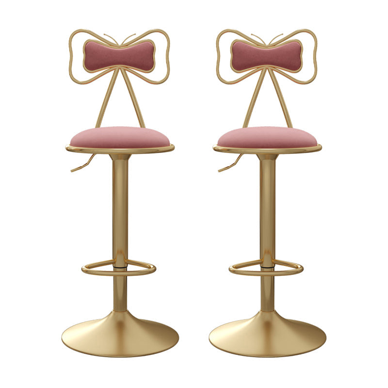 Adjustable Glam Bar Stool Footrest Low Back Upholstered Indoor Counter Stool Pink Set of 2 Upholstered Clearhalo 'Bar Furniture' 'Bar Stools' 'bar_stools' 'furniture_bar_stools' 'Kitchen & Dining Furniture' 'kitchen&dining_furn' 'kitchen' 'kitchen_furn' Furniture' 4183661