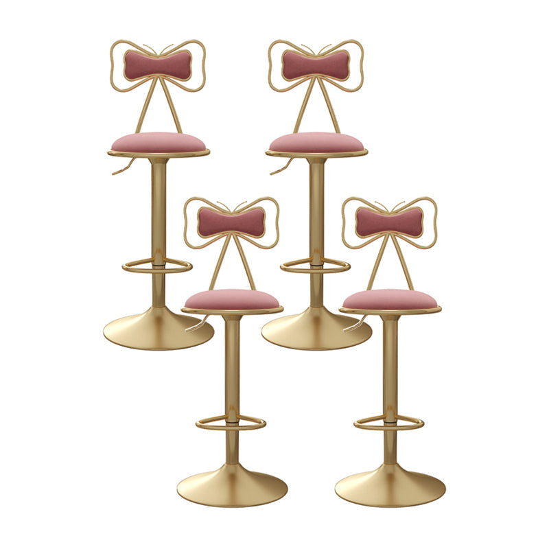 Adjustable Glam Bar Stool Footrest Low Back Upholstered Indoor Counter Stool Pink Set of 4 Upholstered Clearhalo 'Bar Furniture' 'Bar Stools' 'bar_stools' 'furniture_bar_stools' 'Kitchen & Dining Furniture' 'kitchen&dining_furn' 'kitchen' 'kitchen_furn' Furniture' 4183662