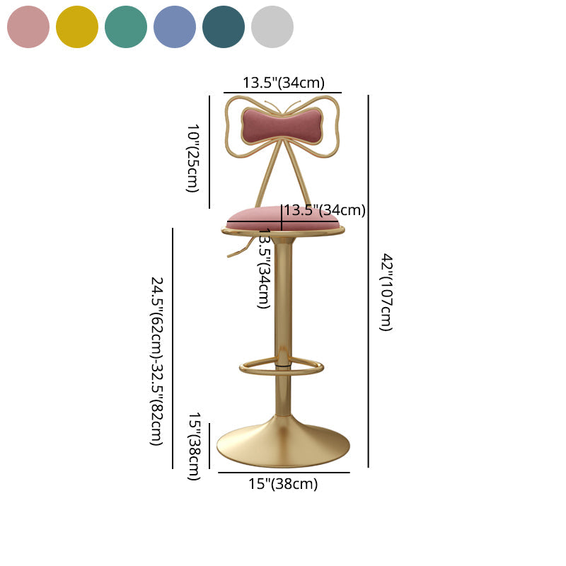 Adjustable Glam Bar Stool Footrest Low Back Upholstered Indoor Counter Stool Clearhalo 'Bar Furniture' 'Bar Stools' 'bar_stools' 'furniture_bar_stools' 'Kitchen & Dining Furniture' 'kitchen&dining_furn' 'kitchen' 'kitchen_furn' Furniture' 4183663