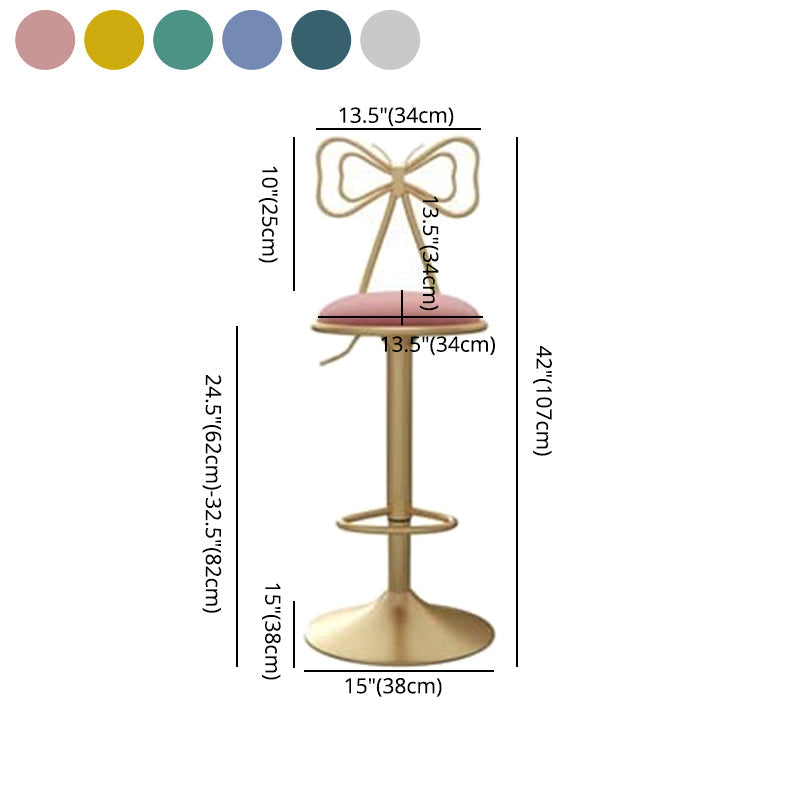 Adjustable Glam Bar Stool Footrest Low Back Upholstered Indoor Counter Stool Clearhalo 'Bar Furniture' 'Bar Stools' 'bar_stools' 'furniture_bar_stools' 'Kitchen & Dining Furniture' 'kitchen&dining_furn' 'kitchen' 'kitchen_furn' Furniture' 4183664
