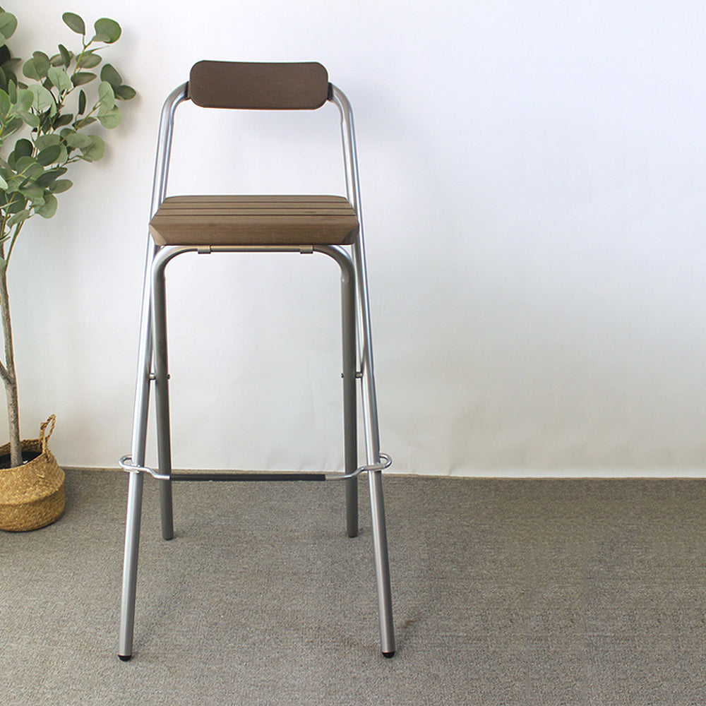 Modern Backrest Folding Counter Stool Steel Living Room Bar Stool with Footrest Clearhalo 'Bar Furniture' 'Bar Stools' 'bar_stools' 'furniture_bar_stools' 'Kitchen & Dining Furniture' 'kitchen&dining_furn' 'kitchen' 'kitchen_furn' Furniture' 4183665