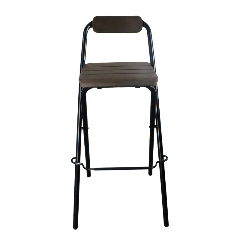Modern Backrest Folding Counter Stool Steel Living Room Bar Stool with Footrest Black 1 Piece Clearhalo 'Bar Furniture' 'Bar Stools' 'bar_stools' 'furniture_bar_stools' 'Kitchen & Dining Furniture' 'kitchen&dining_furn' 'kitchen' 'kitchen_furn' Furniture' 4183666