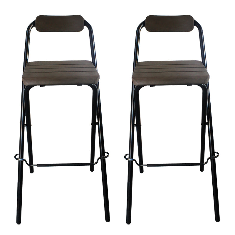 Modern Backrest Folding Counter Stool Steel Living Room Bar Stool with Footrest Black Set of 2 Clearhalo 'Bar Furniture' 'Bar Stools' 'bar_stools' 'furniture_bar_stools' 'Kitchen & Dining Furniture' 'kitchen&dining_furn' 'kitchen' 'kitchen_furn' Furniture' 4183667
