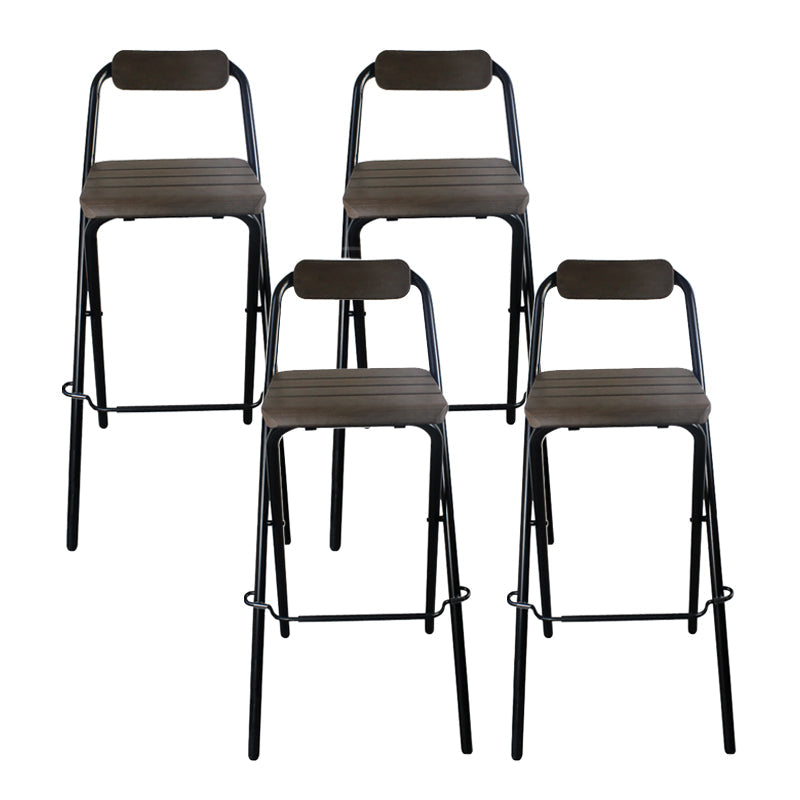 Modern Backrest Folding Counter Stool Steel Living Room Bar Stool with Footrest Black Set of 4 Clearhalo 'Bar Furniture' 'Bar Stools' 'bar_stools' 'furniture_bar_stools' 'Kitchen & Dining Furniture' 'kitchen&dining_furn' 'kitchen' 'kitchen_furn' Furniture' 4183669