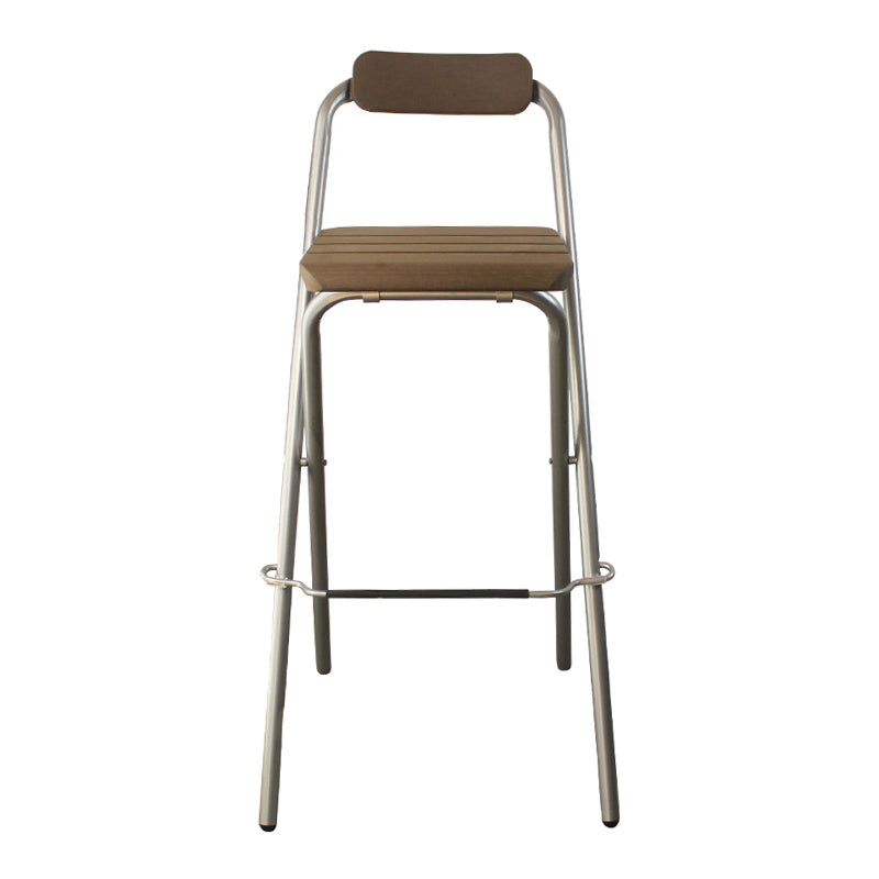 Modern Backrest Folding Counter Stool Steel Living Room Bar Stool with Footrest Silver 1 Piece Clearhalo 'Bar Furniture' 'Bar Stools' 'bar_stools' 'furniture_bar_stools' 'Kitchen & Dining Furniture' 'kitchen&dining_furn' 'kitchen' 'kitchen_furn' Furniture' 4183671