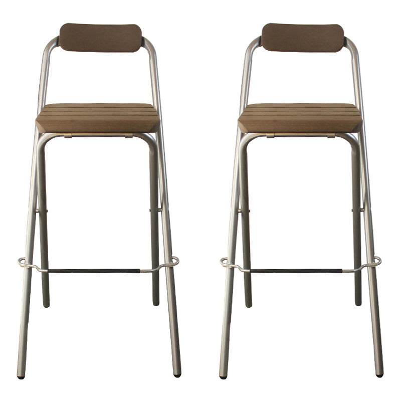 Modern Backrest Folding Counter Stool Steel Living Room Bar Stool with Footrest Silver Set of 2 Clearhalo 'Bar Furniture' 'Bar Stools' 'bar_stools' 'furniture_bar_stools' 'Kitchen & Dining Furniture' 'kitchen&dining_furn' 'kitchen' 'kitchen_furn' Furniture' 4183673