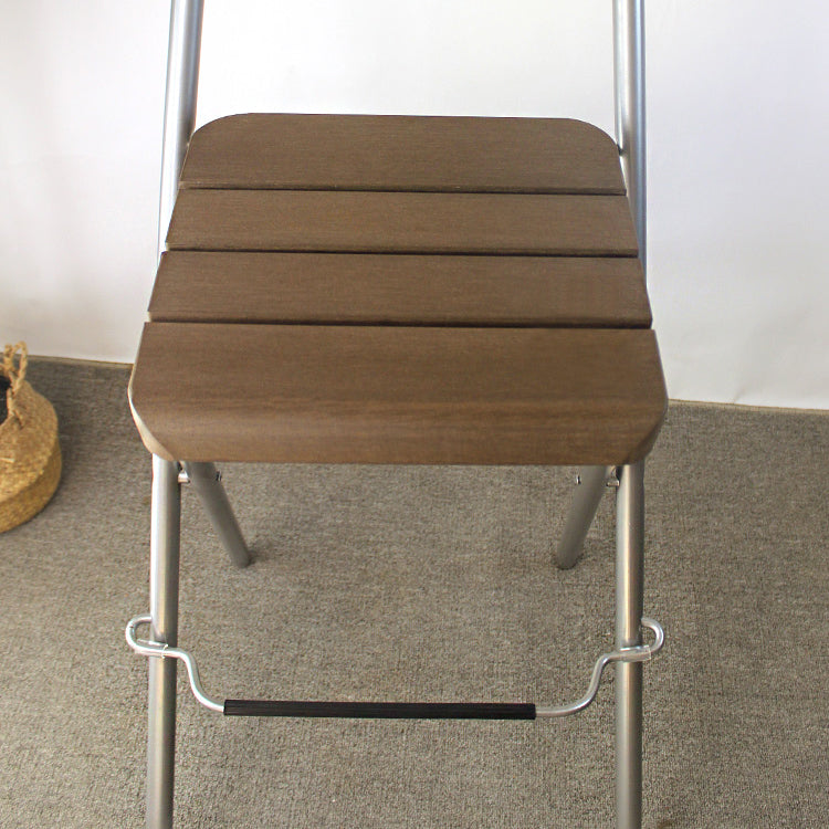 Modern Backrest Folding Counter Stool Steel Living Room Bar Stool with Footrest Clearhalo 'Bar Furniture' 'Bar Stools' 'bar_stools' 'furniture_bar_stools' 'Kitchen & Dining Furniture' 'kitchen&dining_furn' 'kitchen' 'kitchen_furn' Furniture' 4183678