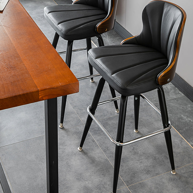 Arm Less Modern Bar Stool Footrest Leather Coffee Shop Bucket Counter Stool Clearhalo 'Bar Furniture' 'Bar Stools' 'bar_stools' 'furniture_bar_stools' 'Kitchen & Dining Furniture' 'kitchen&dining_furn' 'kitchen' 'kitchen_furn' Furniture' 4183684