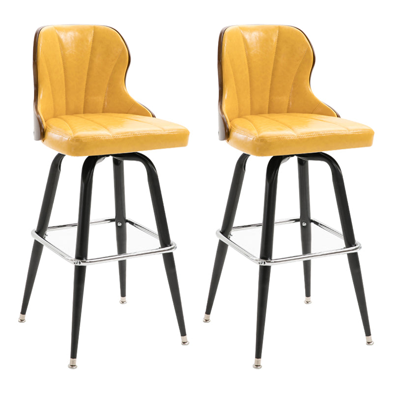 Arm Less Modern Bar Stool Footrest Leather Coffee Shop Bucket Counter Stool Yellow Set of 2 Clearhalo 'Bar Furniture' 'Bar Stools' 'bar_stools' 'furniture_bar_stools' 'Kitchen & Dining Furniture' 'kitchen&dining_furn' 'kitchen' 'kitchen_furn' Furniture' 4183686