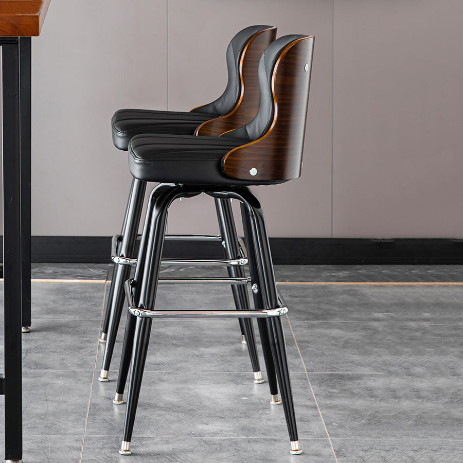 Arm Less Modern Bar Stool Footrest Leather Coffee Shop Bucket Counter Stool Clearhalo 'Bar Furniture' 'Bar Stools' 'bar_stools' 'furniture_bar_stools' 'Kitchen & Dining Furniture' 'kitchen&dining_furn' 'kitchen' 'kitchen_furn' Furniture' 4183687