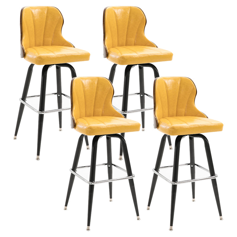 Arm Less Modern Bar Stool Footrest Leather Coffee Shop Bucket Counter Stool Yellow Set of 4 Clearhalo 'Bar Furniture' 'Bar Stools' 'bar_stools' 'furniture_bar_stools' 'Kitchen & Dining Furniture' 'kitchen&dining_furn' 'kitchen' 'kitchen_furn' Furniture' 4183688
